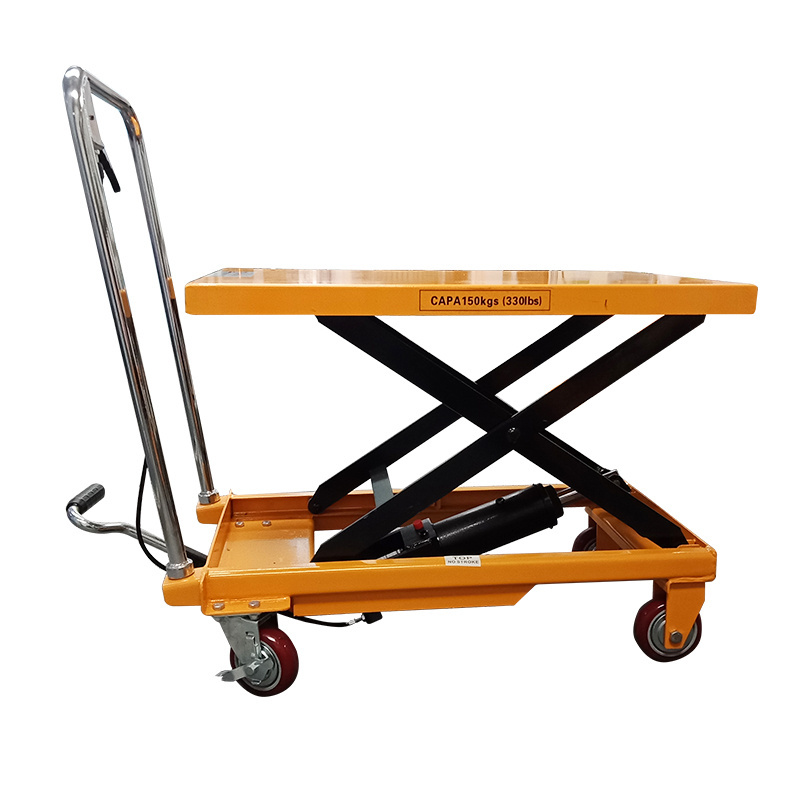 New Hydraulic Lifting Platform 150kg Manual Scissors Lifter Machine Movable Pump Hand Lift Tables Elevadora