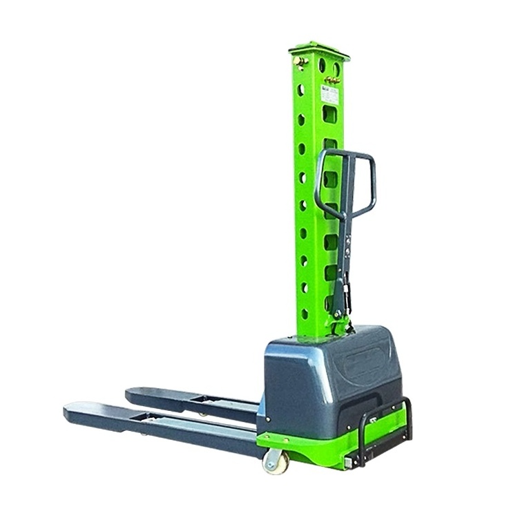 self loading portable forklift electric stacker pallet lift 1ton semi-electric hydraulic pallet lifter self lift load stacker