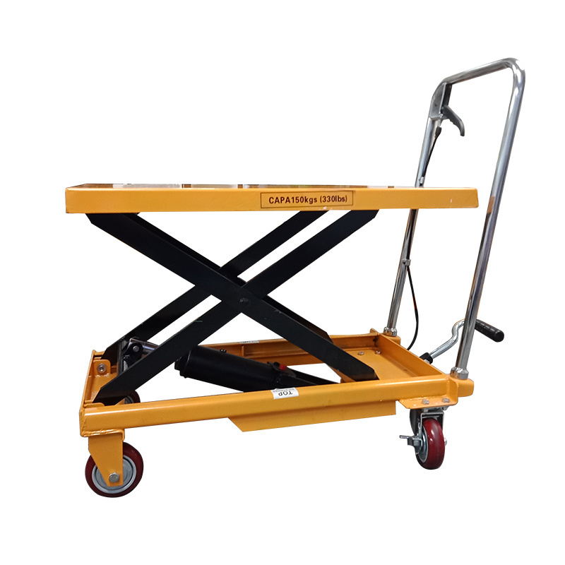 New Hydraulic Lifting Platform 150kg Manual Scissors Lifter Machine Movable Pump Hand Lift Tables Elevadora