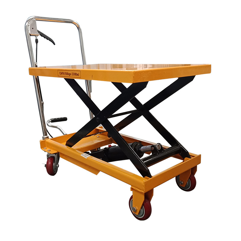 New Hydraulic Lifting Platform 150kg Manual Scissors Lifter Machine Movable Pump Hand Lift Tables Elevadora