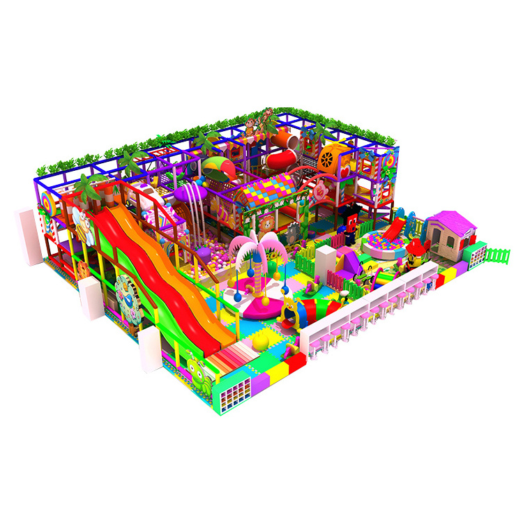 Nannan Free Design Children puzzle game Indoor  playground indoor plastic play ground block playhouse with slide and swing