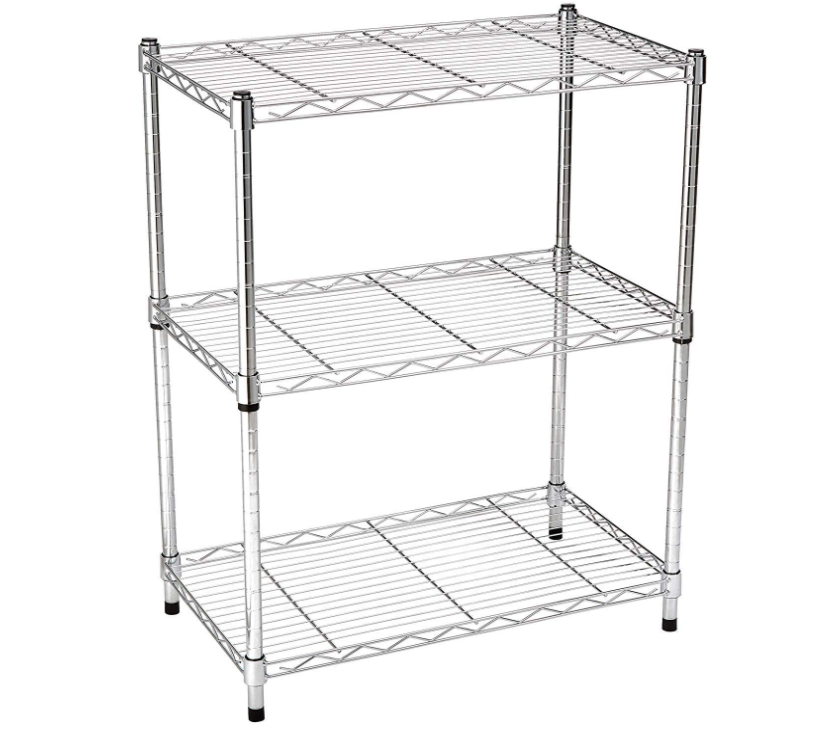 Shoes Or Book Storage Rack Steel Organizer Wire Rack for Kitchen Home Basics 3-Shelf Adjustable Shelving Unit