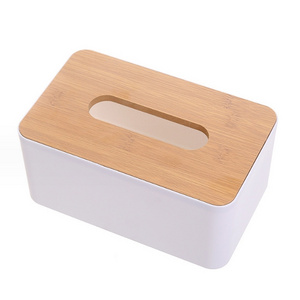 Wood cover desktop home tissue box paper storage box