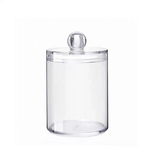 Transparent Multifunction Bathroom Container Organizer Dispenser Plastic Cotton Swab Ball Pad Holder with Lid