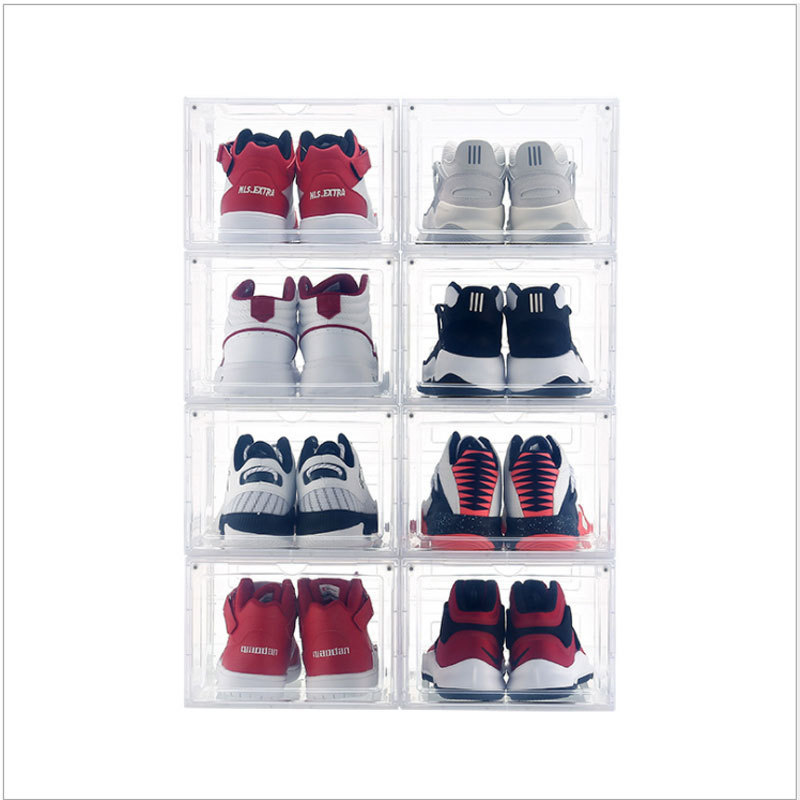 New basketball shoe box thickened plastic shoe storage artifact folding clamshell magnetic shoe  storage