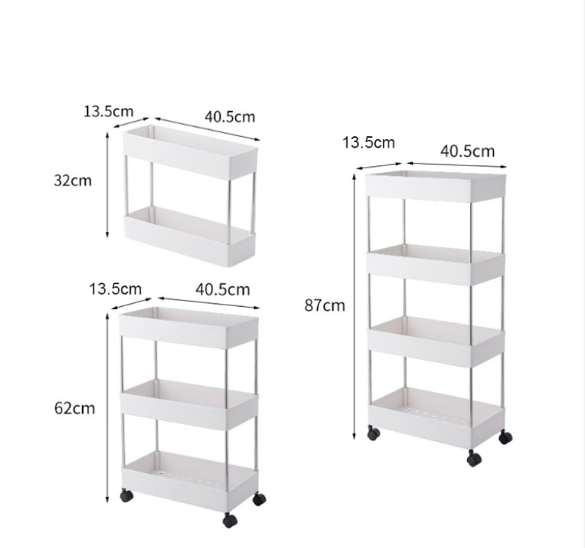 2 Tier/3 Tier/4 Tier Large Rolling Utility Cart Rack Kitchen bedroom organization shelves Storage Rack In Hand Cart