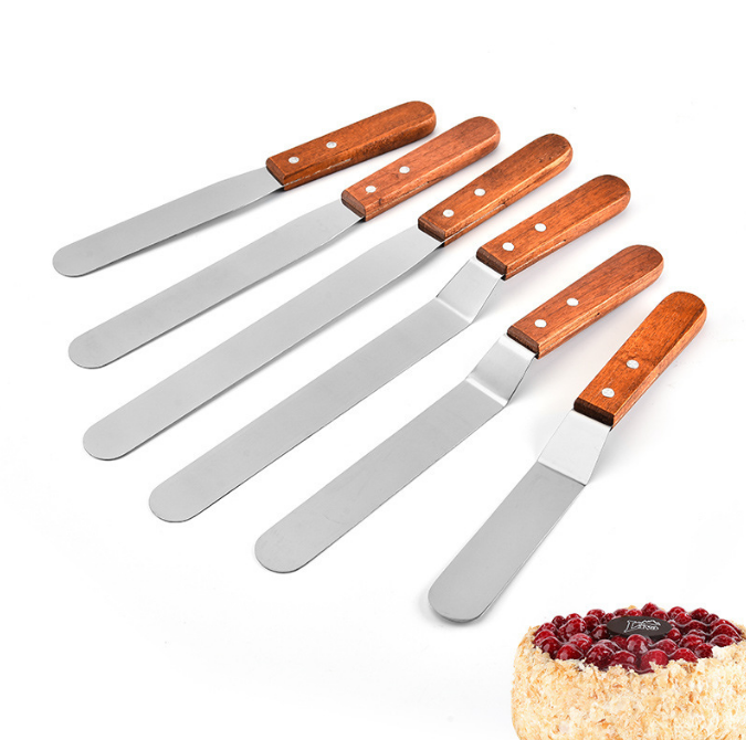 Baking Tools Stainless Steel Icing Spatula Cake Knife With Wooden Handle Frosting Cake Decorating Spatula