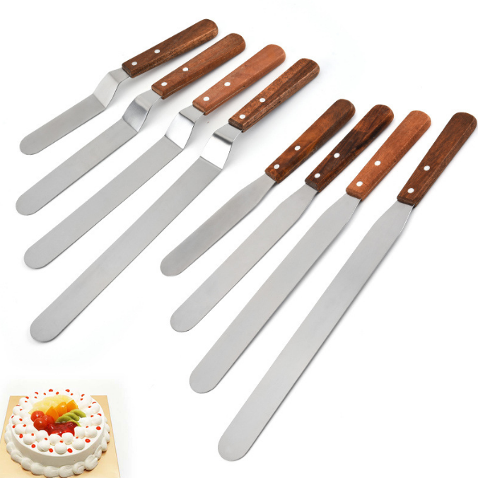 Baking Tools Stainless Steel Icing Spatula Cake Knife With Wooden Handle Frosting Cake Decorating Spatula