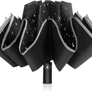 8 Fracture Rain Telescopic Umbrella With Automatic LED Handle Can Be Printed Logo