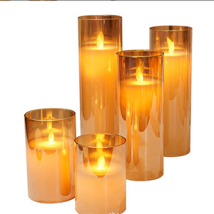 LED night light Simulated electronic candle electroplated glass electronic candle