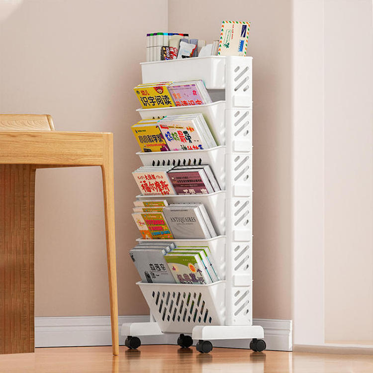 Removable plastic bookshelf with wheels suitable for office school dormitory storage shelves