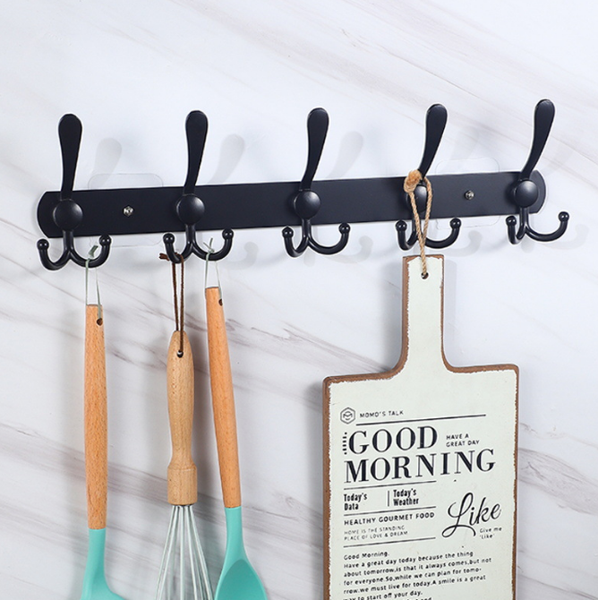 Over The Door Hooks Coat Rack for Hanging Clothes Stainless Steel Back Hook 5 Hooks Hanger