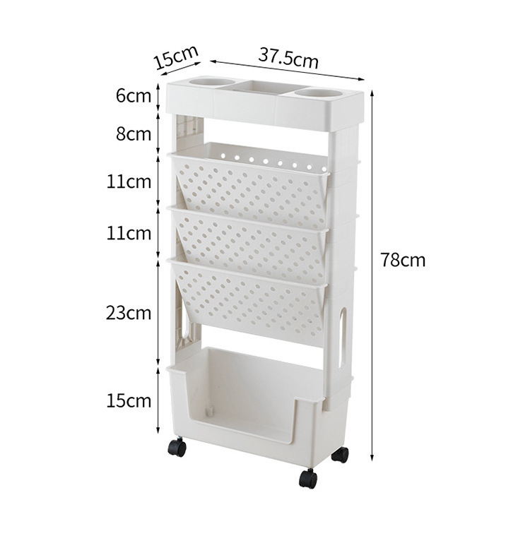 Removable plastic bookshelf with wheels suitable for office school dormitory storage shelves