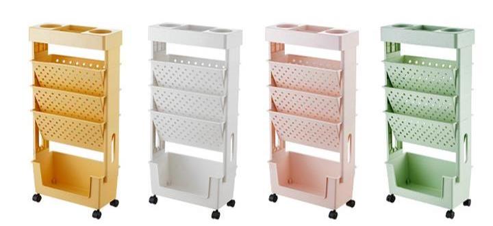 Removable plastic bookshelf with wheels suitable for office school dormitory storage shelves