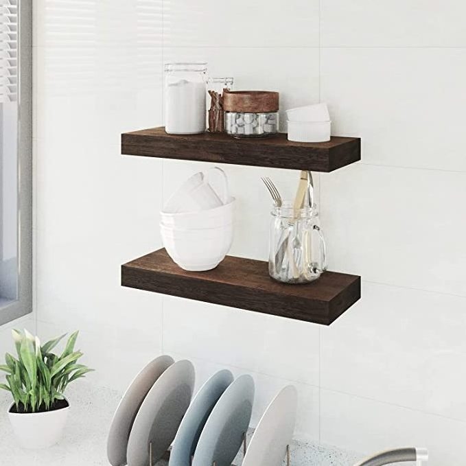 Wood Wall Decor Storage Shelf Wall Mount Display Rack for Bedroom Living Room Bathroom Kitchen