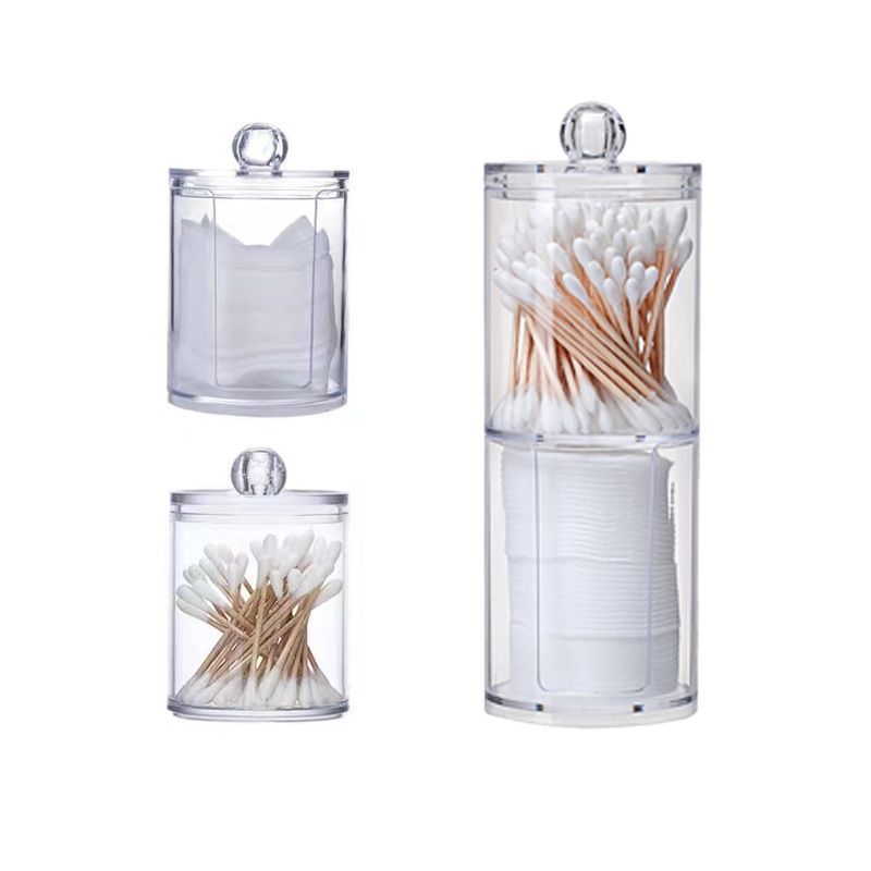 Transparent Multifunction Bathroom Container Organizer Dispenser Plastic Cotton Swab Ball Pad Holder with Lid