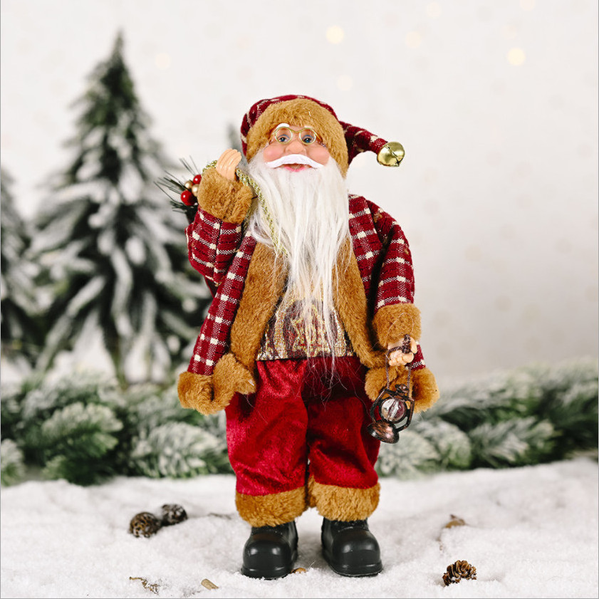 Christmas Standing Santa Claus Decor Figurine Decoration Window Table Ornament Festival Present Gift Doll Toy