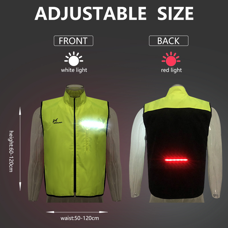 Hot Sale Popular Led  Waterproof And Windproof Hi-Vis Running Sport Safety Gear Vest For Fall And Winter Outdoor Activities