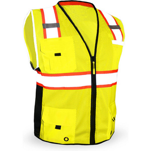 New Custom Design Working Wear Factory Construction Safety Vest / Reflective Vest With Pockets OEM Service Available