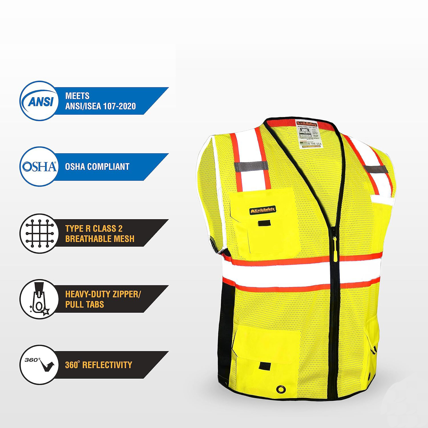 New Custom Design Working Wear Factory Construction Safety Vest / Reflective Vest With Pockets OEM Service Available