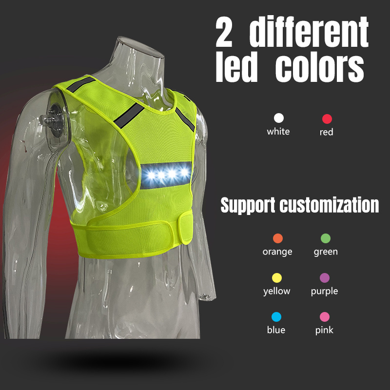 High Visibility Adjustable Sports LED FLASH Customized Logo Waterproof Reflective Cycling Running Safety Vest