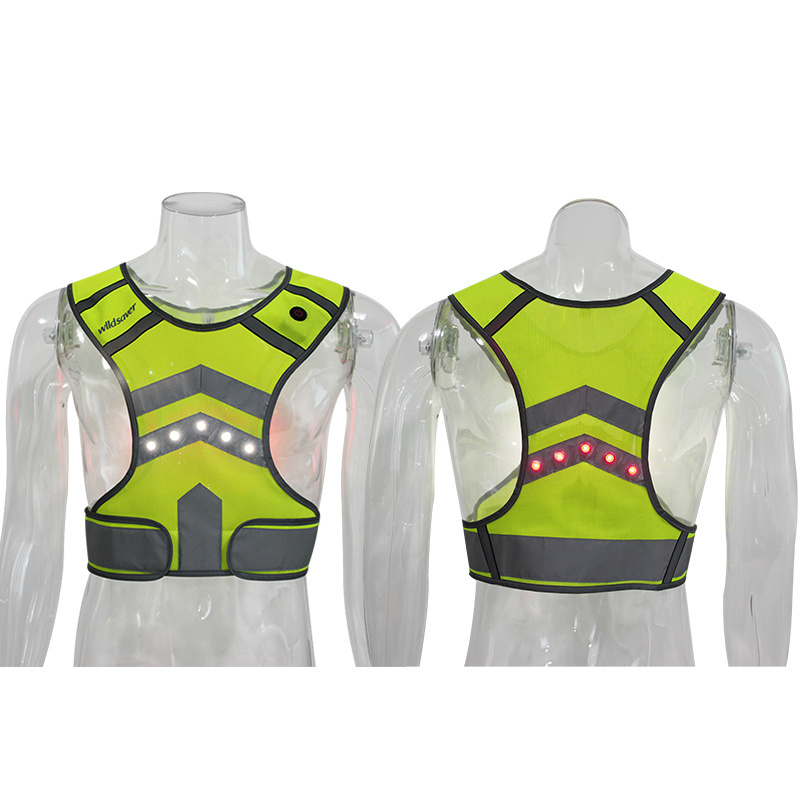 Outdoor Sports Running Bicycle USB  Reflective Safety Vest Hi-Viz LED Flashing Customized Running  Vest