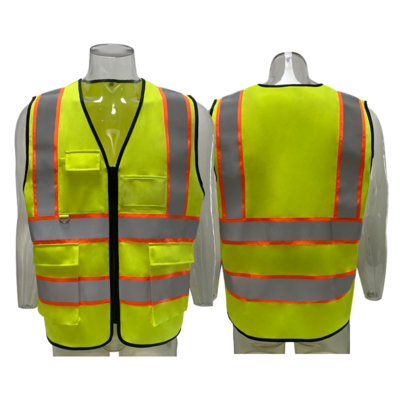 Men's Security Hi Vis Safety Reflective Vest Work Construction Mesh Multi Pocket Work Vest