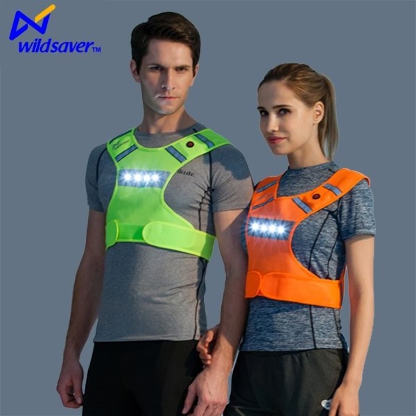 Hot Sale Wholesale Custom Logo USB Rechargeable LED Reflective Safety Vest High Visibility Safety Reflective Running Gear Vest