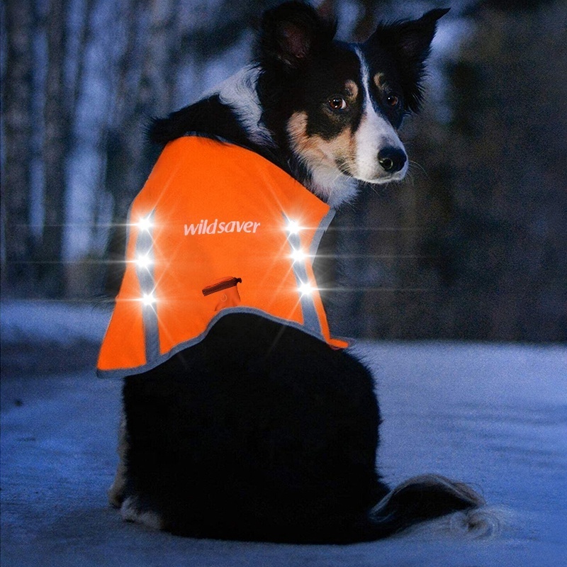 Wildsaver New Dog Safety Vest Rechargeable Led Light Pet Dog Harness Vest Mesh For Pet Safety At Night Walking