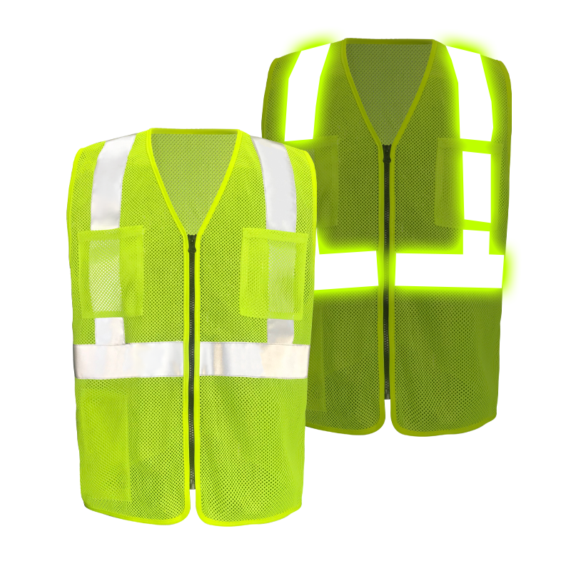 ANSI Class 2  Custom Logo Hi-viz Security Uniform 5cm Reflector Tape Reflective Safety Vest with Pocket