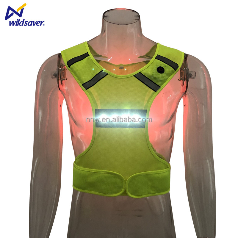 High Visibility Adjustable Sports LED FLASH Customized Logo Waterproof Reflective Cycling Running Safety Vest