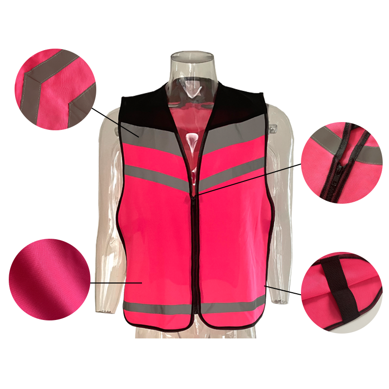 Factory Workwear High Vis Women Reflective Fluorescent Pink Safety Vest With Pocket