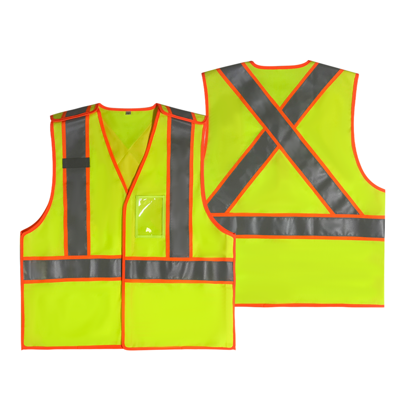 High Vis Adjustable 5-Point Breakaway Light Weight Breathable Customized Logo For Work Wear  Mesh Safety Vest