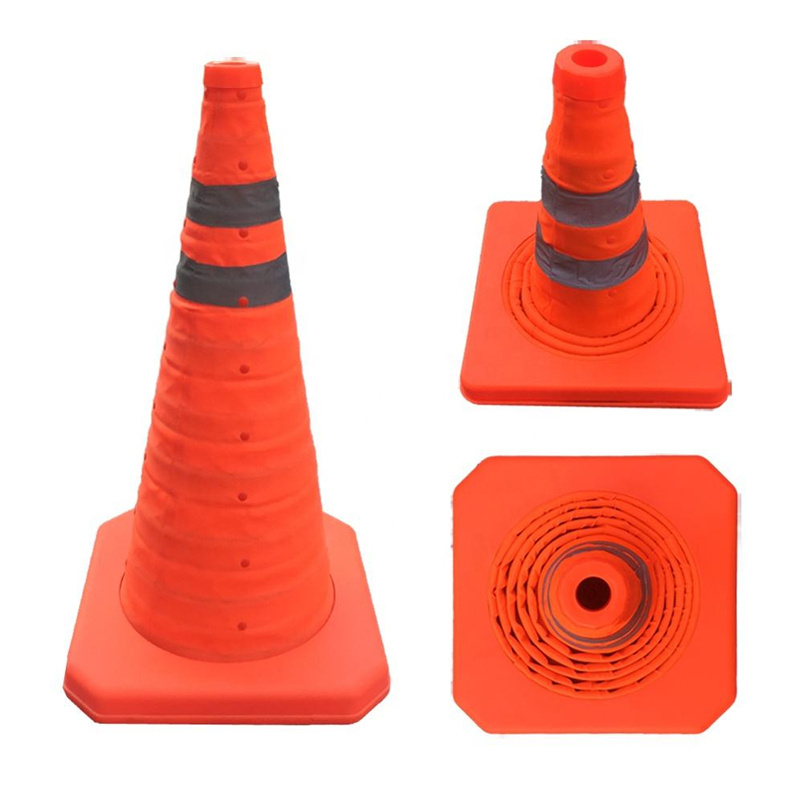 18 inch Fluorescent Orange Reflective Collapsible Traffic Safety Cone for Road Parking Cones Driving Construction Cones