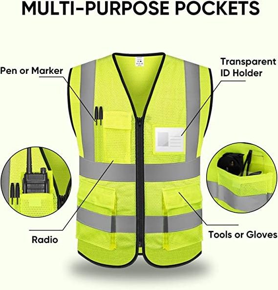 Factor Direct Sales Support Fba Warehouse Reflective High Quality Reflective Safety Construction Vest For Worker Engineer