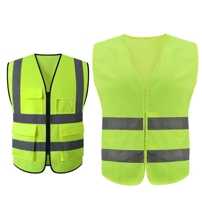 Reflective Cheap Safety Vest for Women Men High Visibility Security with Pockets Zipper Front Meets ANSI