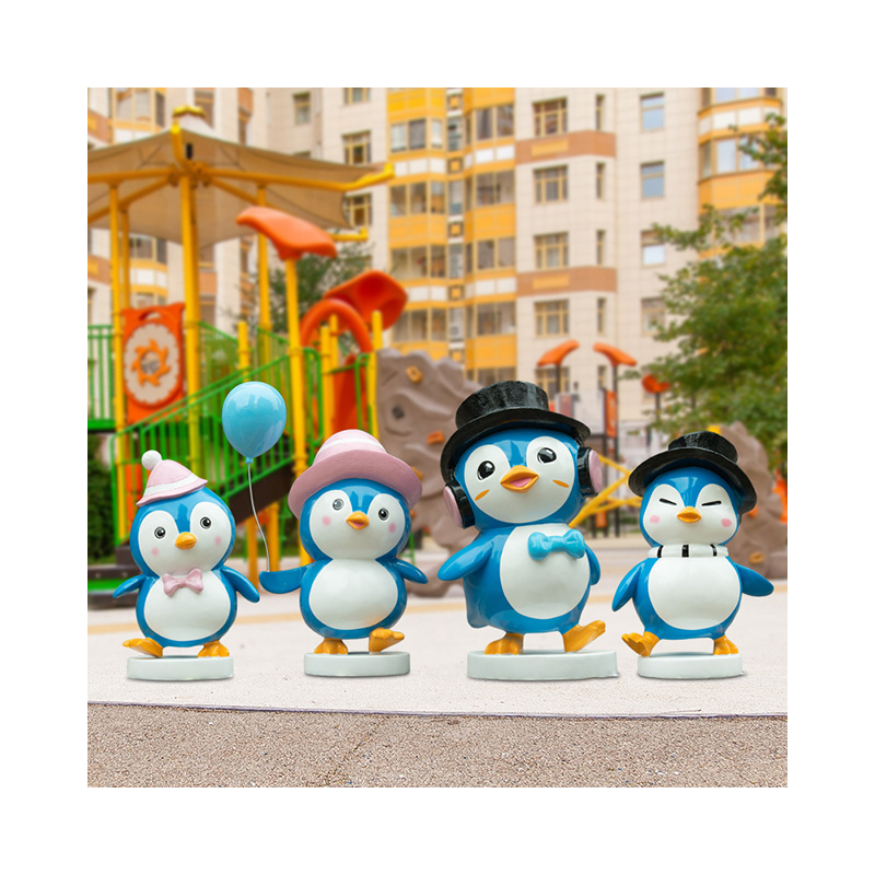 Hot selling fiberglass outdoor garden sea animal cartoon penguin sculpture for resin home decoration statue for sale