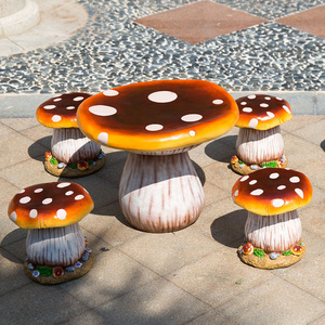 Wholesale mushroom chair and table pop resin art sculpture custom giant mushroom sculpture for garden