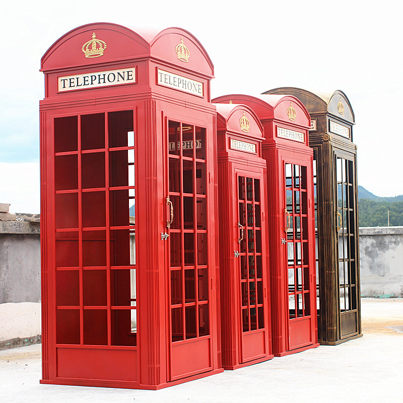 Hot sale London Telephone Booth Antique Pink Floral Telephone Booth Wedding Decor Outdoor Telephone Booth with Artificial flower