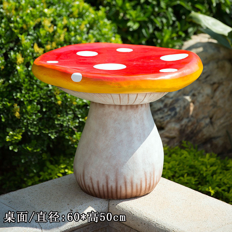 Wholesale mushroom chair and table pop resin art sculpture custom giant mushroom sculpture for garden