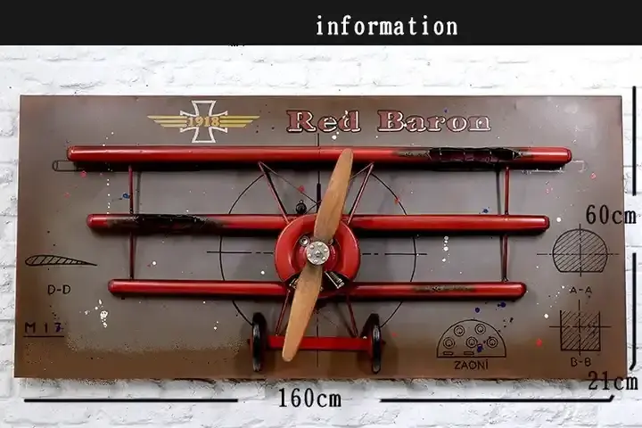 First World War Red Baron three-dimensional iron plate painting, American wall decoration bar, Internet cafe decoration painting