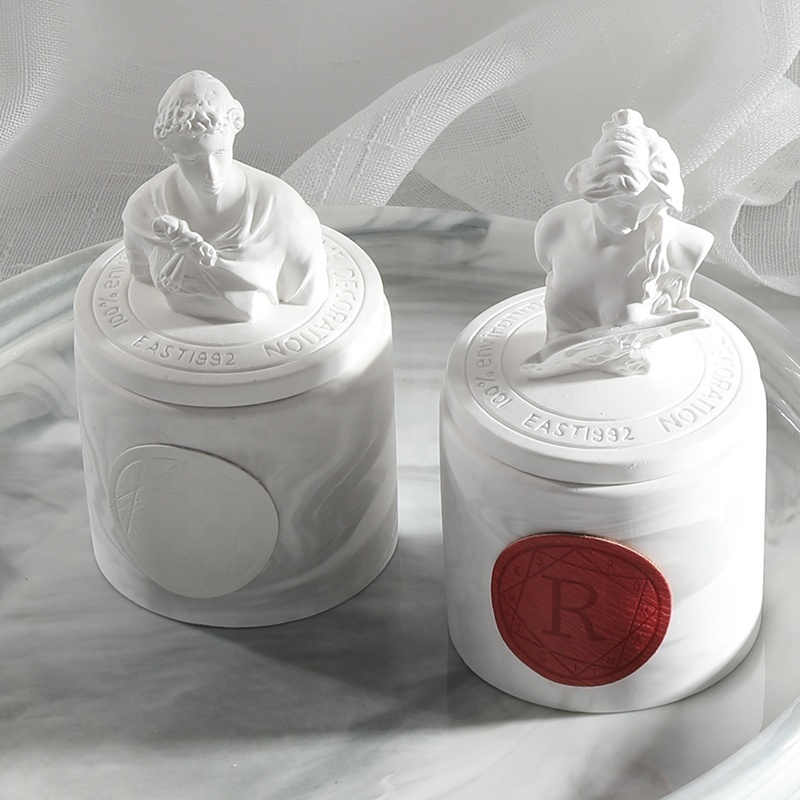 Rome statue scented candle special fragrance for home decoration custom soy wax scented candle