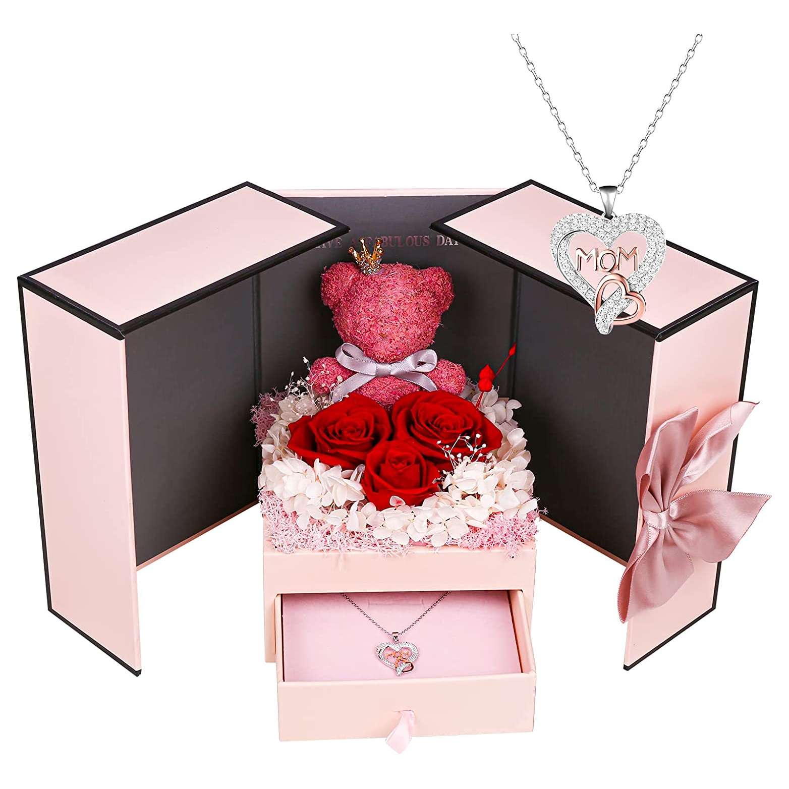 rosa eterna con collar Preserved Roses Gifts best seller wholesale 2023 mothers day gifts idea happy mothers day gift for mom