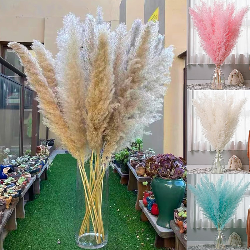 New Top Seller Pampas Grass Large Tall Fluffy Artificial Flower Decor Bulrush Reed Grass for Vase Filler Home Wedding Decor