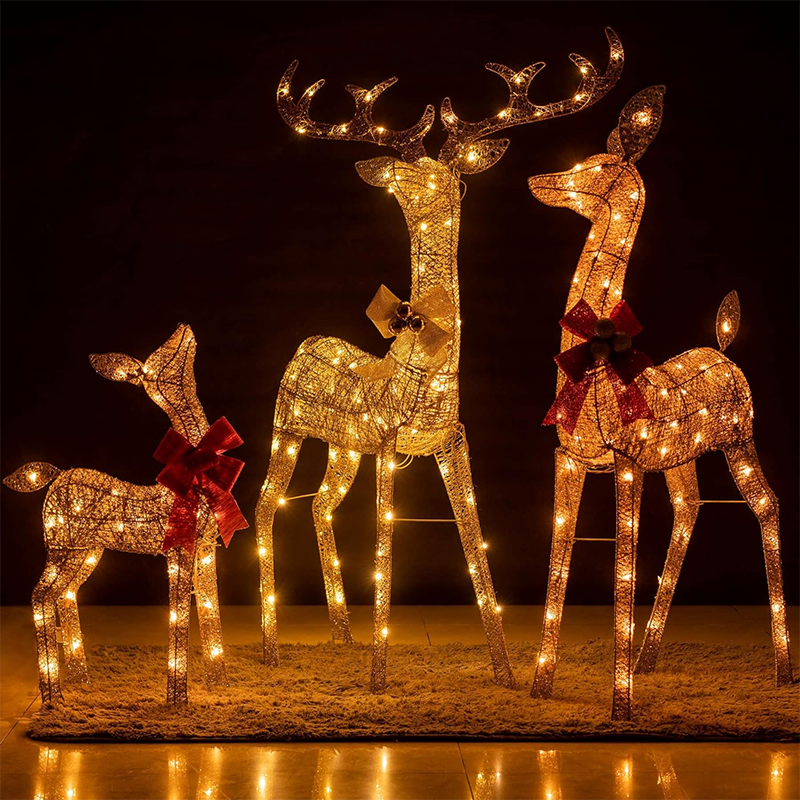 3D Christmas reindeer lights ornament led large Christmas Deer lighted outdoor reindeer christmas decoration