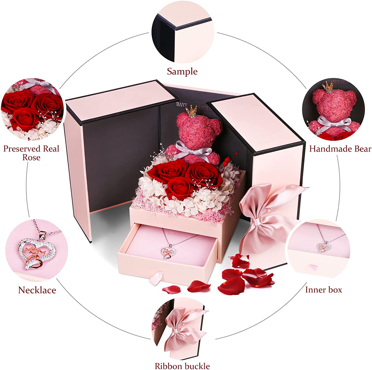 rosa eterna con collar Preserved Roses Gifts best seller wholesale 2023 mothers day gifts idea happy mothers day gift for mom