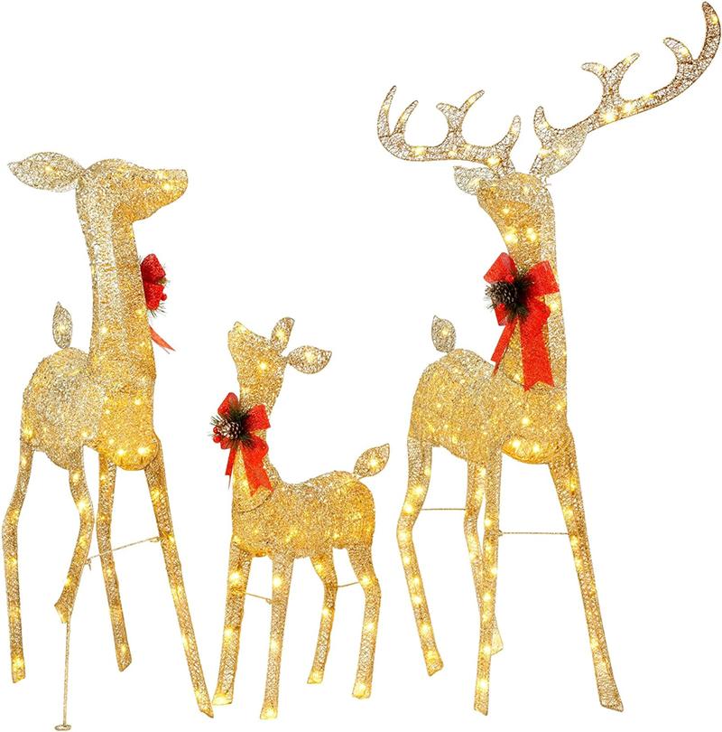 3D Christmas reindeer lights ornament led large Christmas Deer lighted outdoor reindeer christmas decoration