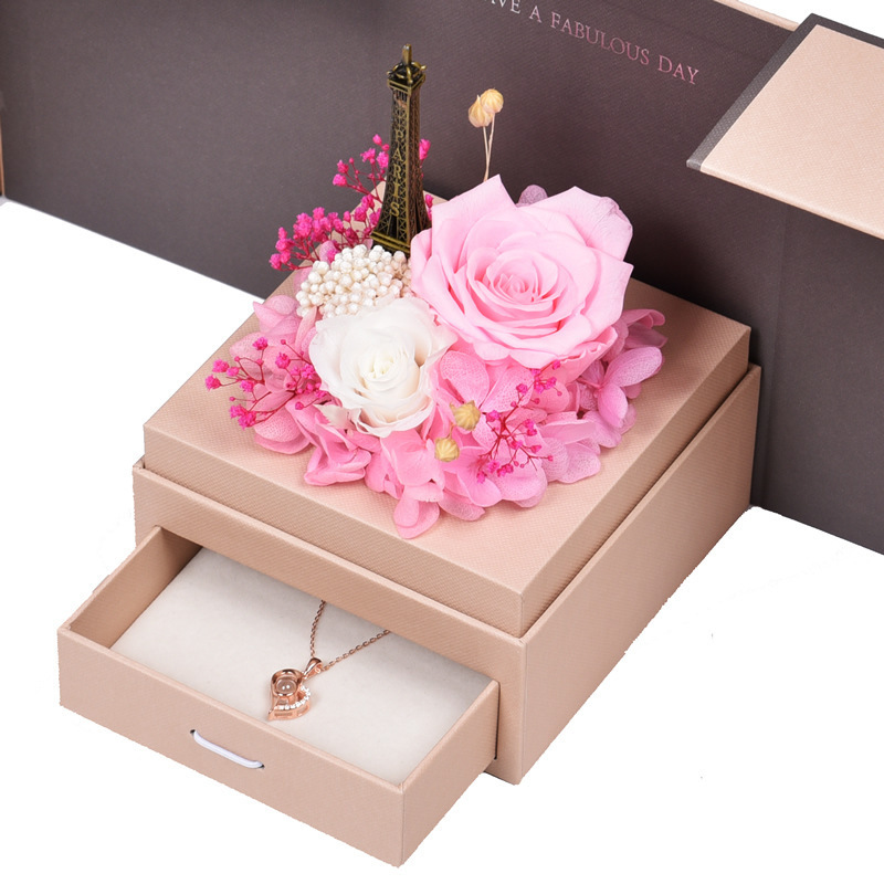 rosa eterna con collar Preserved Roses Gifts best seller wholesale 2023 mothers day gifts idea happy mothers day gift for mom