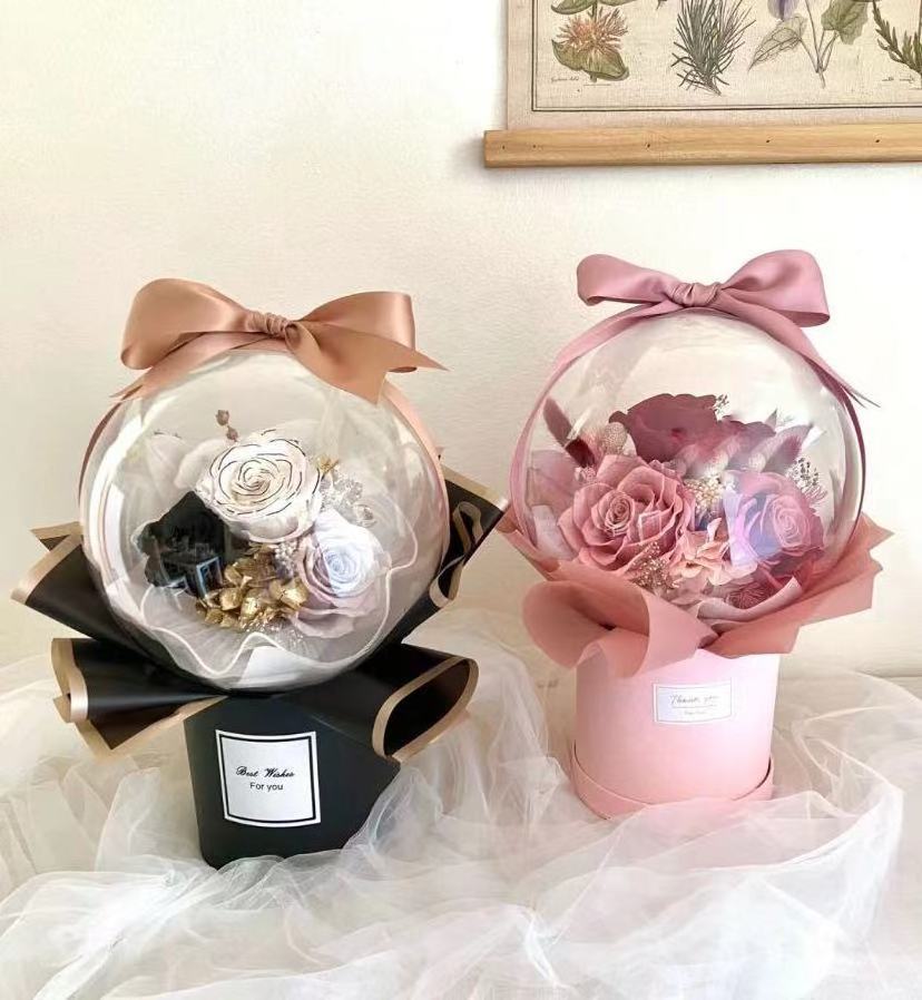 Mothers Day Gifts 2023 Wedding Valentine Festival Gift Balloons flower Bouquet bridal acrylic ball transparent flower bouquet