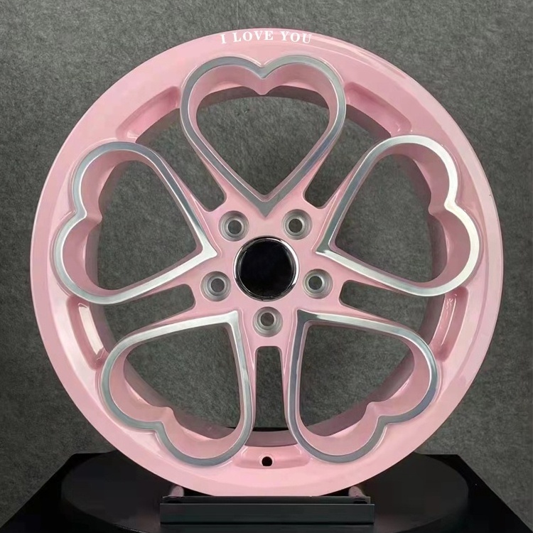 18 inch 19 inch Pink Monoblock 5 Split Spoke 5 Hole 5x112 5x114.3 5x120 Forged Alloy Heart Wheel Rims  for Luxury  Car